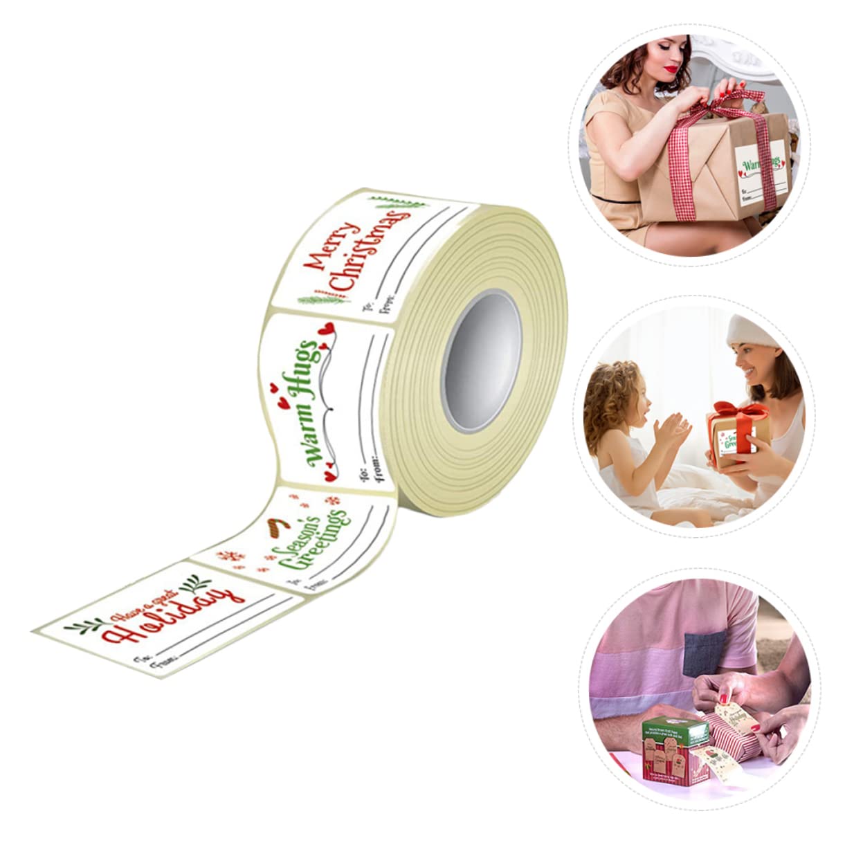 NUOBESTY 3rollen Kraftpapier Weihnachtsaufkleber Selbstklebende Geschenkanhänger Für Weihnachtsfeiern Und Dekorationen Für Weihnachtsgeschenke Und Partys