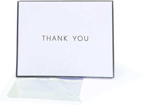 Miniatura 2 de NIQUEA.D Tarjeta de agradecimiento, color plata, incluye un interior personalizable en blanco y sobre a juego, juego de 10 (NBB-0026)