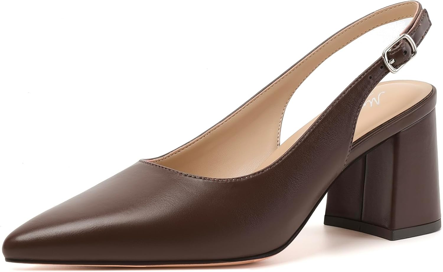 Mostrin Block Slingback Heels for Women Pointed Closed Toe Chunky Heels Office Work Shoes Women's Pumps for Business Casual