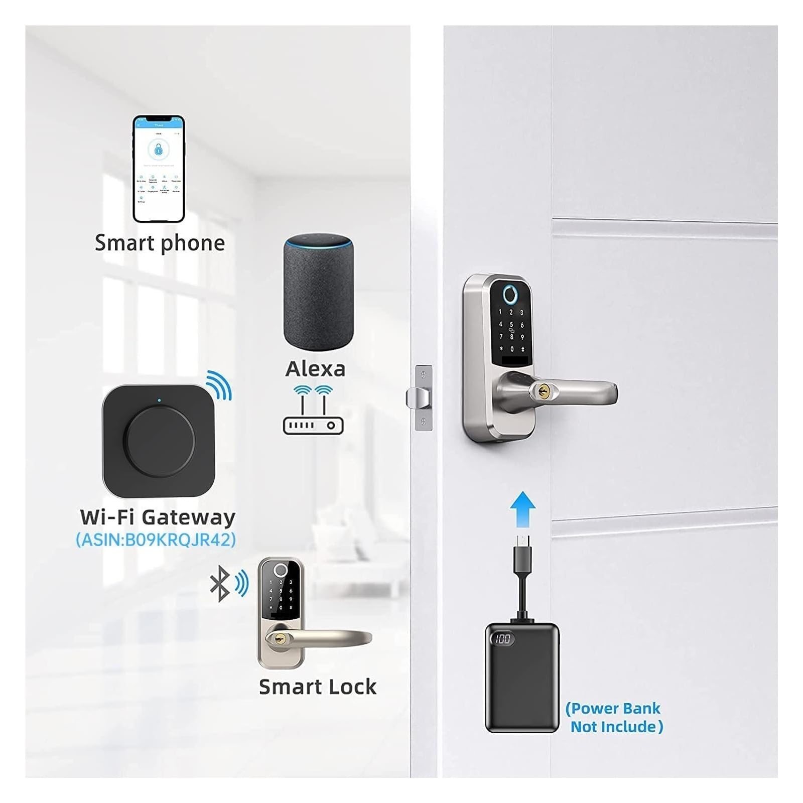 Smart lock, fingerprint lock. Electronic Smart Door Lock Biometric Fingerprint Keyless Front Deadbolt Locks Wifi Remote Unlock Password Home IC Card