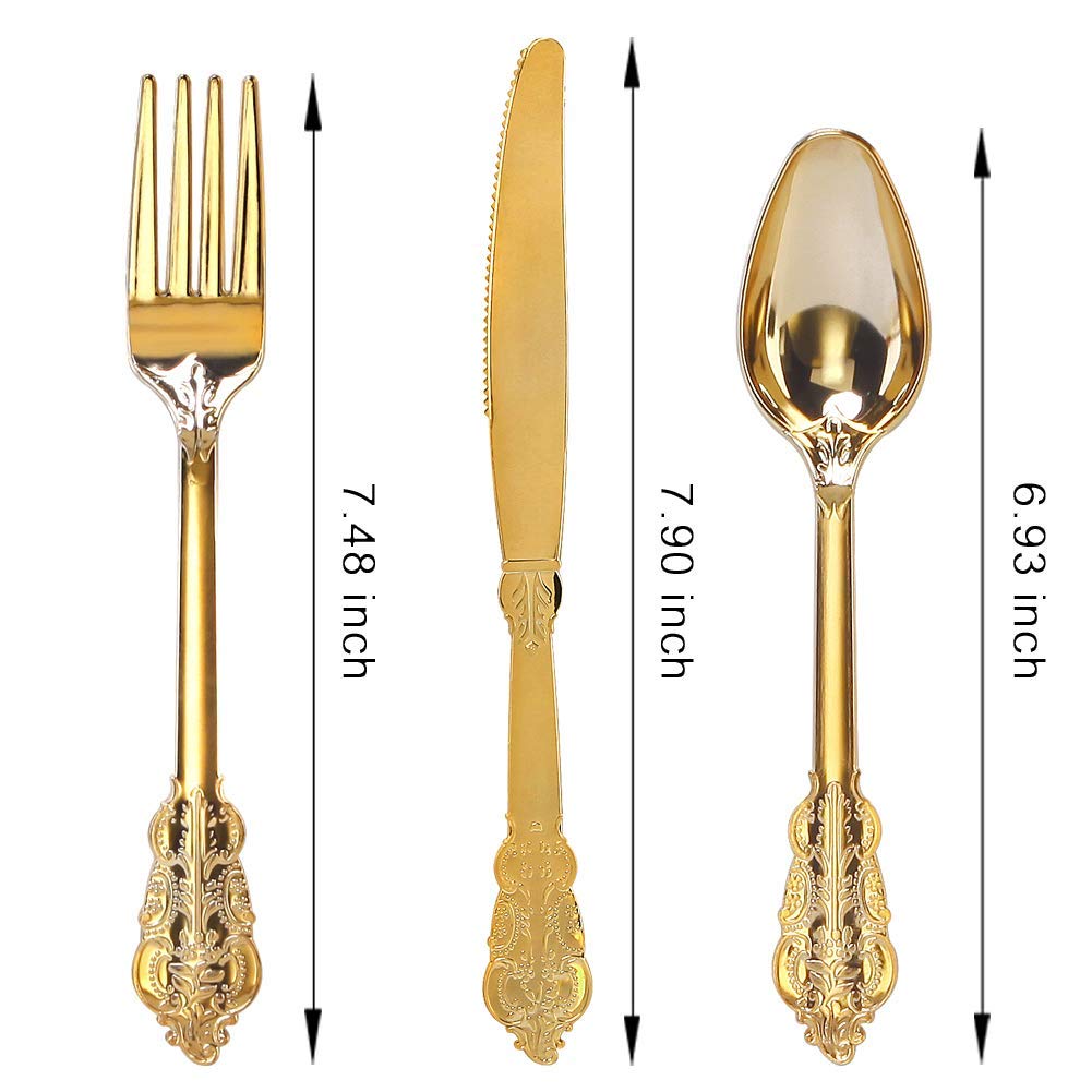 Gold Disposable Cutlery Set - 300 Piece -9 Gold Disposable Cutlery Set - 300 Piece -9