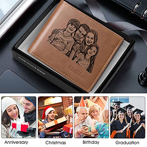 Amlion Custom Personalized Wallets for Men Engraved with Photo Picture, Customized Trifold Wallet Father's Day Gifts 7