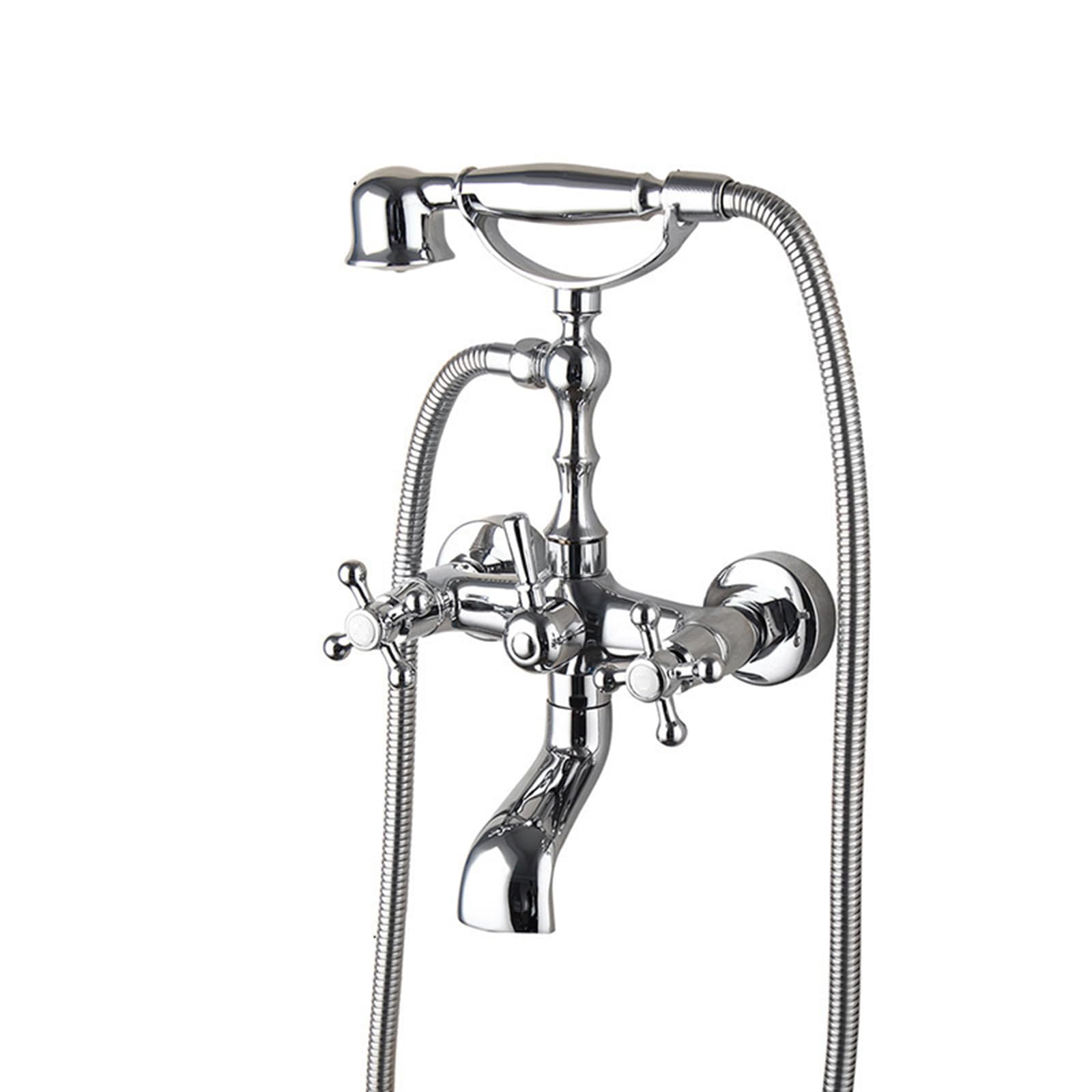 Robinet cascade d'eau chaude et froide avec mitigeur de bain-douche chromé et douchette