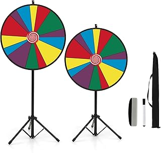 SOARS 30” Glücksrad zum Drehen, Gluecksrad mit Stativ höhenverstellbar, inkl. Whiteboard Marker & Schwamm, Glücksrad zum selbstgestalten, Preisrad für Wortspiele, Neujahr, Party (Höhe: 140-170 cm)