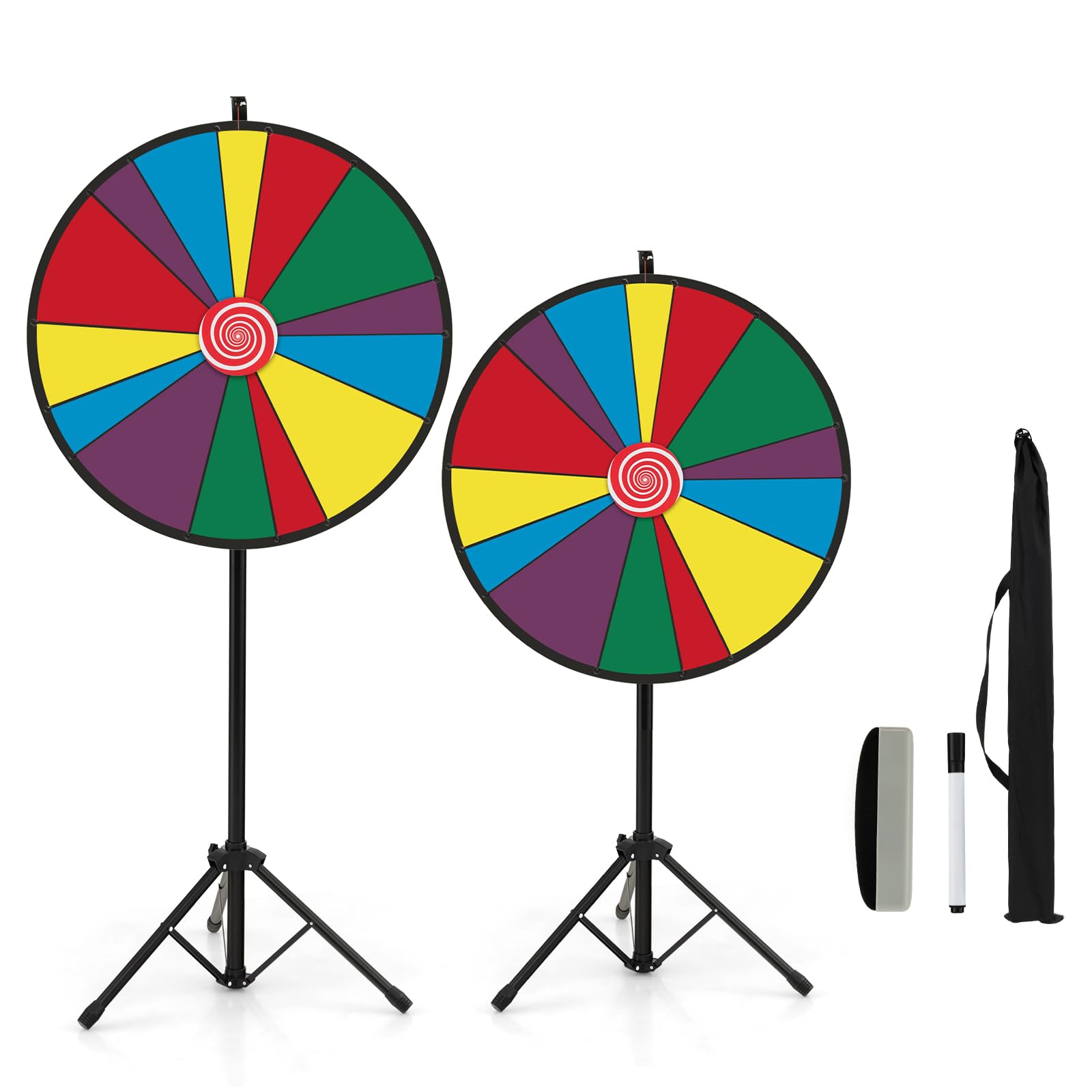 SOARS 30” Glücksrad zum Drehen, Gluecksrad mit Stativ höhenverstellbar, inkl. Whiteboard Marker & Schwamm, Glücksrad zum selbstgestalten, Preisrad für Wortspiele, Neujahr, Party (Höhe: 140-170 cm)