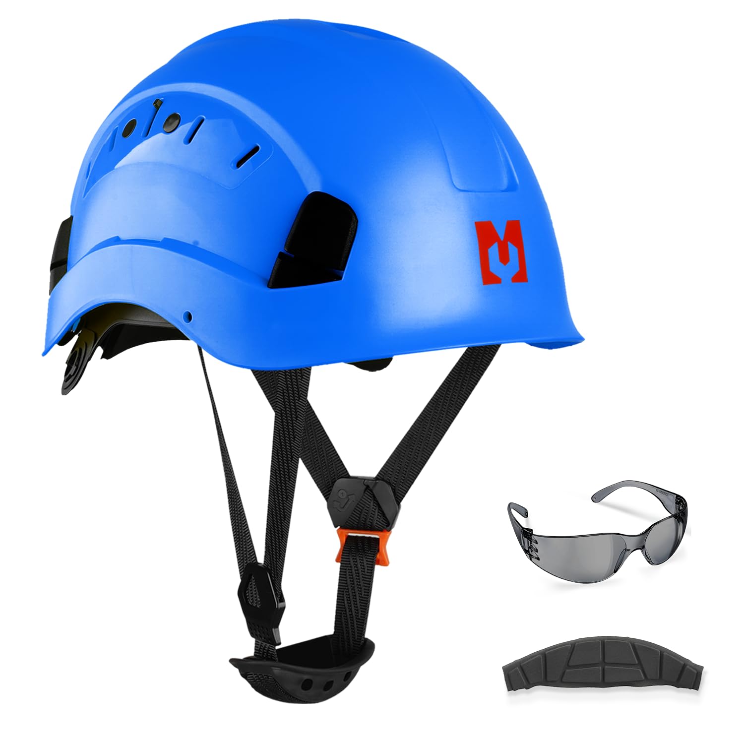 Mustbau Hard Hats Construction Safety Helmet with Anti-fog Safety Glasses Wheel Ratchet Adjust 53-63 cm for Scaffolding,Construction and Tradesmen EN 397