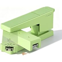 NUSIGN Swing-Arm Swivel Stapler, 25 Sheet Capacity, 360 Degree Rotate Desktop Staplers for Booklet or Book Binding, Green