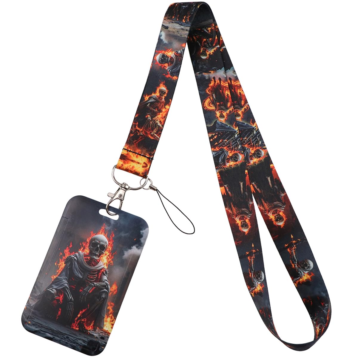 Cool Skeleton ID Badge Holder Lanyard for ID Badges & Keys for Men Skull Goth Keychain Lanyard ID Holder for Women Teens Boys Kids Staff for Name Tag for Work & School ID Card Holder โ image 1