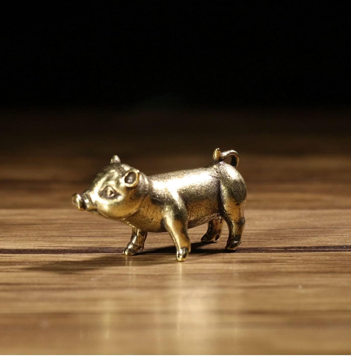 Chinese Feng Shui Brass Mini Pig Decor Statue Figurines for Animal Sculpture Collectibles Gift,Pen Holder image 3