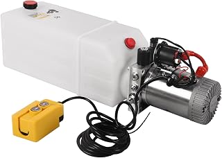 Doppy 8 Quart Hydraulic Pump, 2 Gallon Hydraulic Power Unit 12V DC 3200 PSI Single Acting Dump Trailer Pump with Plastic Reservoir for Dump Trailer Car Lifting