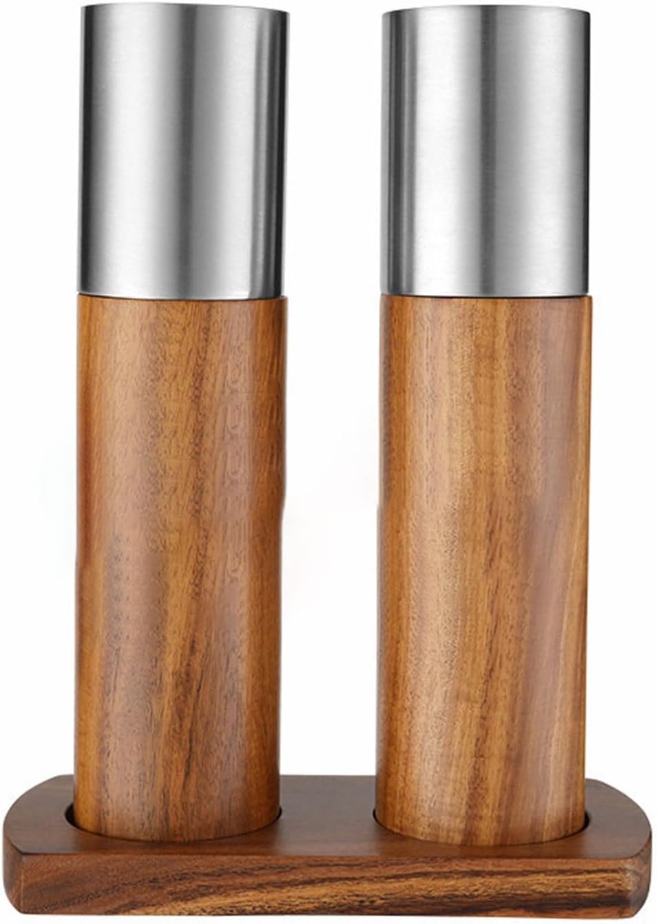 Manual Wooden Salt and Pepper Mills Shakers, Salt and Pepper Grinders Set, Ceramic Rotor with Strong Adjustable Coarseness(B)
