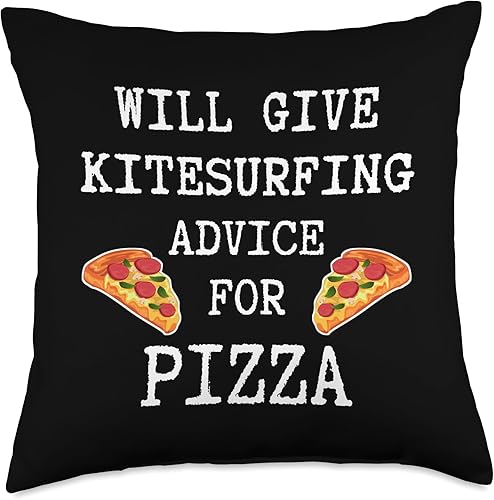 Advice for Pizza - Almohada divertida de kitesurf, 18 x 18 pulgadas, multicolor