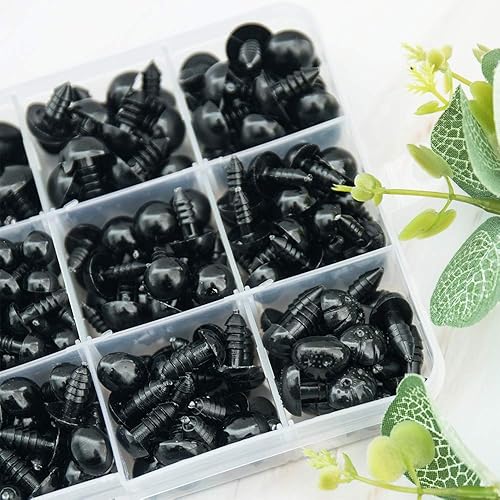 Miniatura 3 de SOTOGO 760 piezas de plástico negro para ojos y narices con arandelas de varios tamaños para muñeca, títere, oso de peluche, animal de peluche
