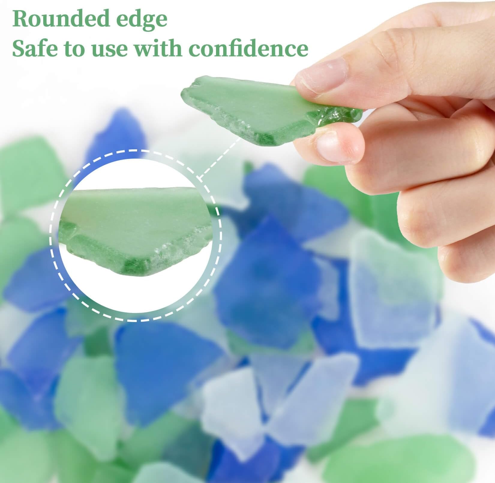 Sukh 15 OZ Frosted Sea Glass - Sea Glass Vase Fillers for Crafts Beach Glass Large Sea Glass Pieces vase fillers for Home Decor Aquarium DIY Crafts Blue & Clear & Green Mixโฆ