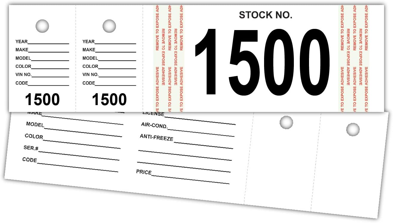 Versa-Tags Genuine Vehicle Stock Number Tags (1500-1999)