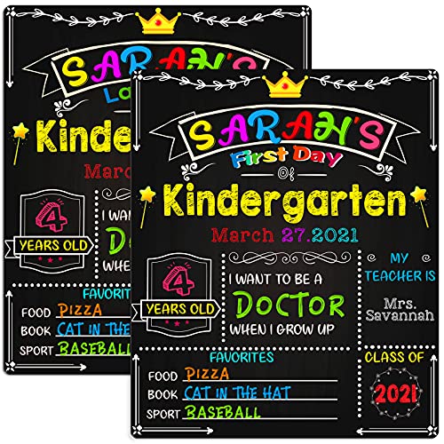First & Last Day of School Chalkboard, My First Day of School Board, 1st Day of School Sign Reusable, Back to School Board 12 x 10 inch Double Sided Photo Prop for Kids, Girls & Boys