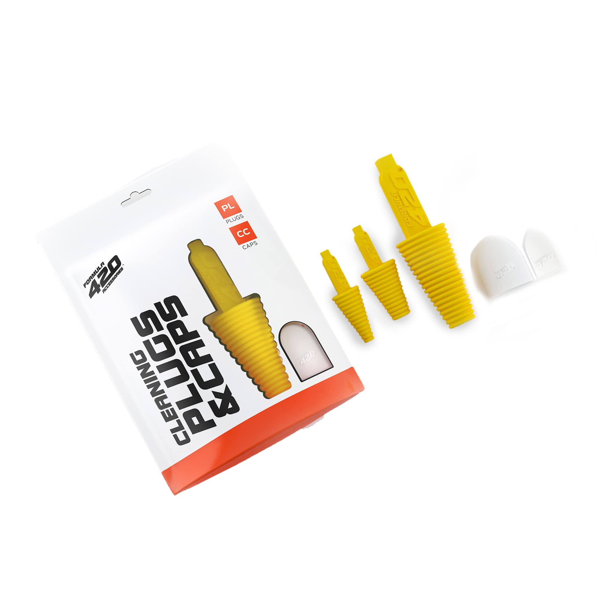 Formula 420Universal Cleaning Caps + Plugs Set for Cleaning, Storage, and Odor Proofing (Yellow)