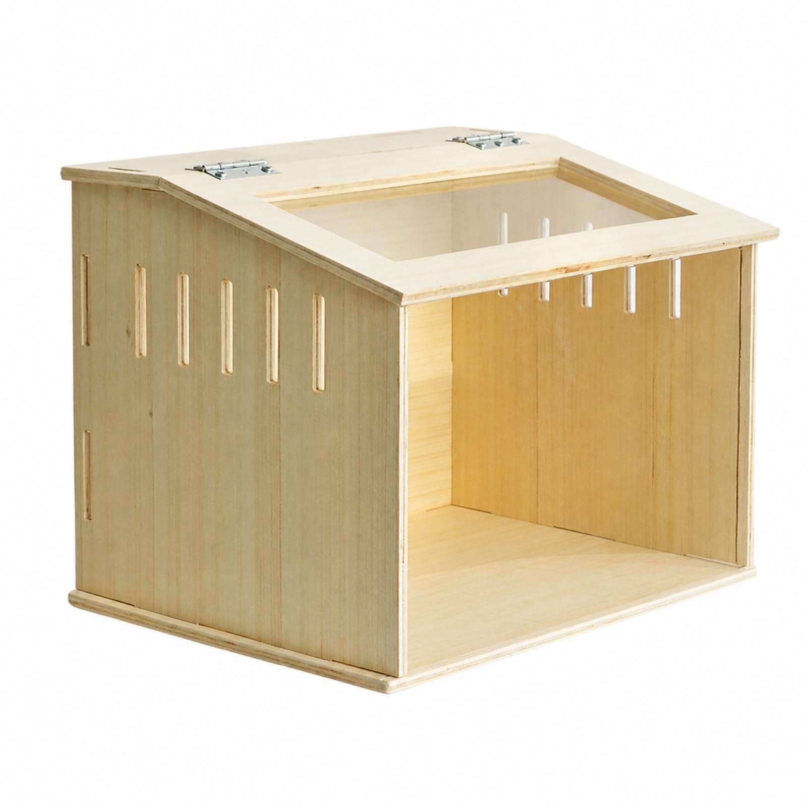 B Baosity Hábitat Mascotas con Panel Inclinado Abierto y Aberturas Ventilación Alargadas en Lados y Frente con Tapa Fácil Acceso Acuado para Roedores en Espacios Interiores, 40x30x30cm
