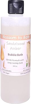 Sandalwood Amber Bubble Bath 8 Ounce - Phthalate Free Fragrance - Creates A Tub Full of Lasting Bubbles with a Woodsy Warm Scent