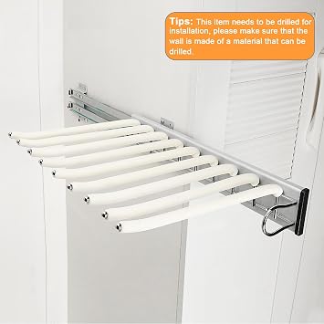 mopam Pull Out Trousers Rack 9 Arms Retractable Closet Pants Hanger Side Mounted Space Saving Trouser Hanger Rack, Right Side Installation, Beige