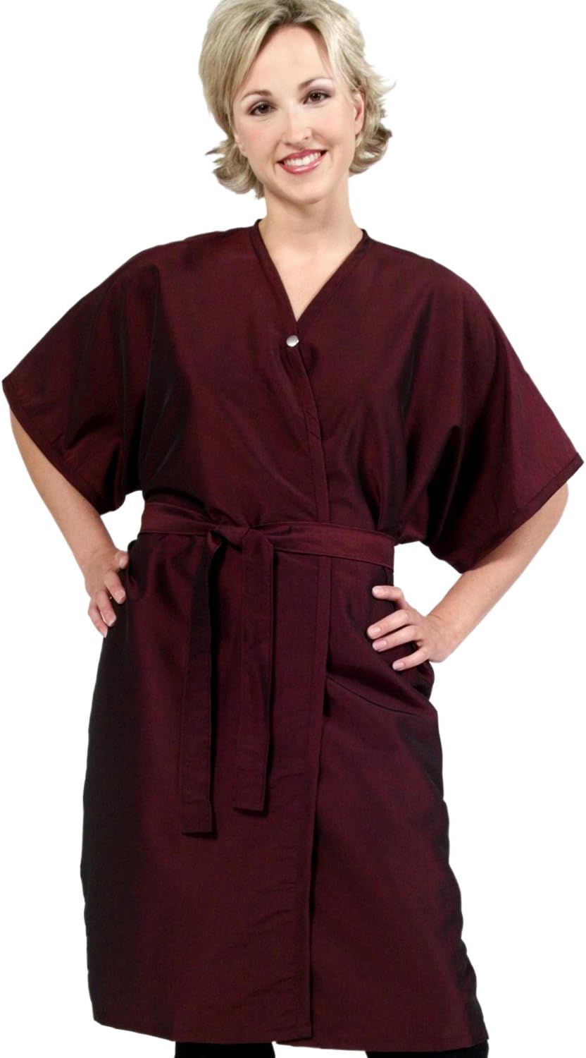 Set of 12 (BLACK) Salon Client (USA Made) Gowns, Smocks, Kimono, Robes In Silkarah"BEST In Industry" (Made in USA + FREE YS Park Chignon Clips