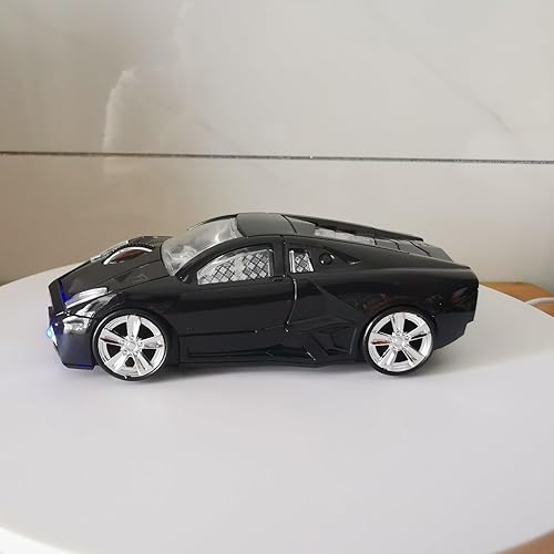 Miniatura 3 de SDGSQHA Ratón inalámbrico para coche deportivo, ratón de computadora, ratón, óptico, 2,4 GHz, con faro 1600 DPI para PC, portátil, MAC (negro)