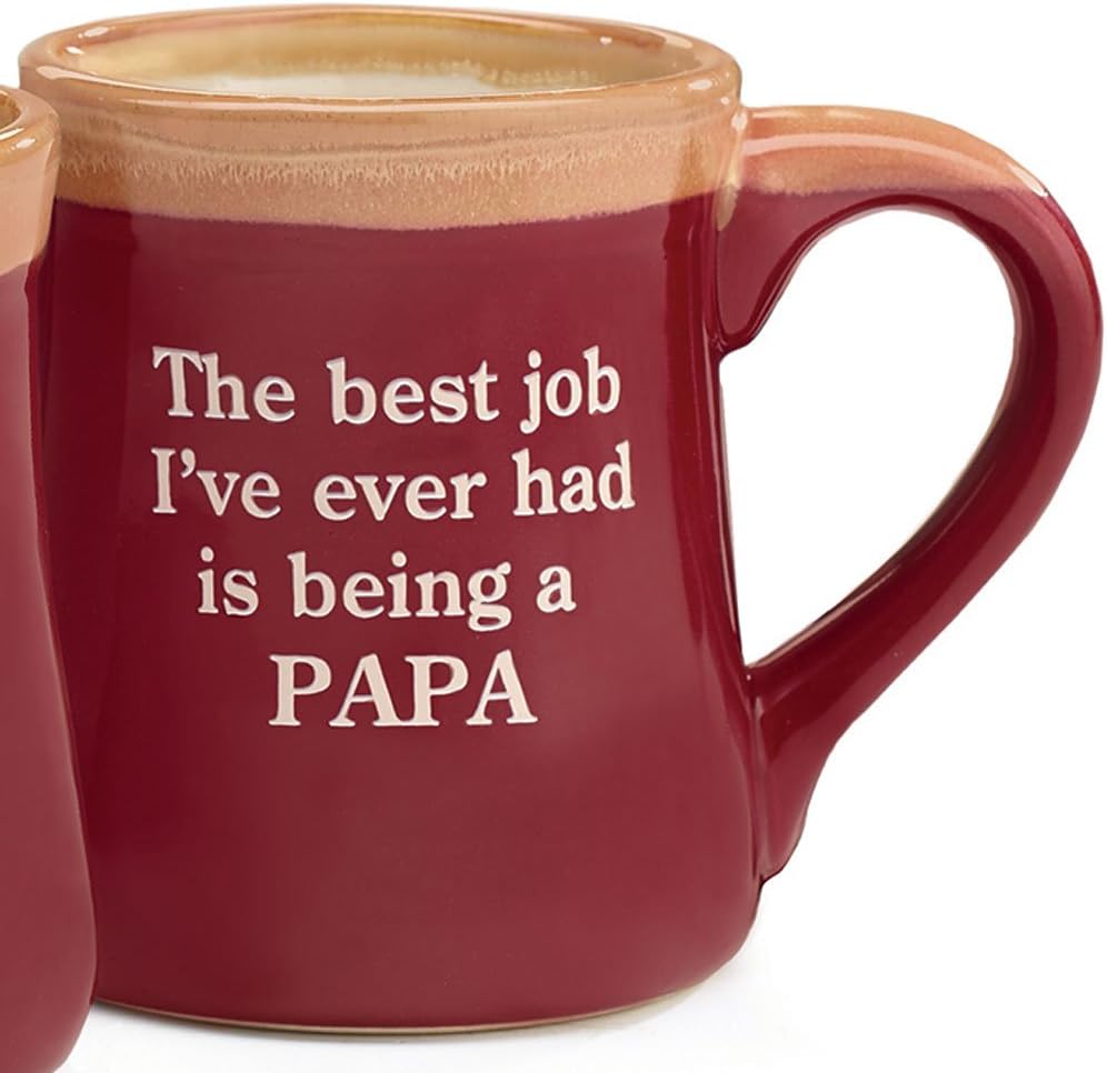 Papa Best Job Ever Porcelain Burgundy Coffee Tea Mug Cup 18oz Gift Box - Image 2
