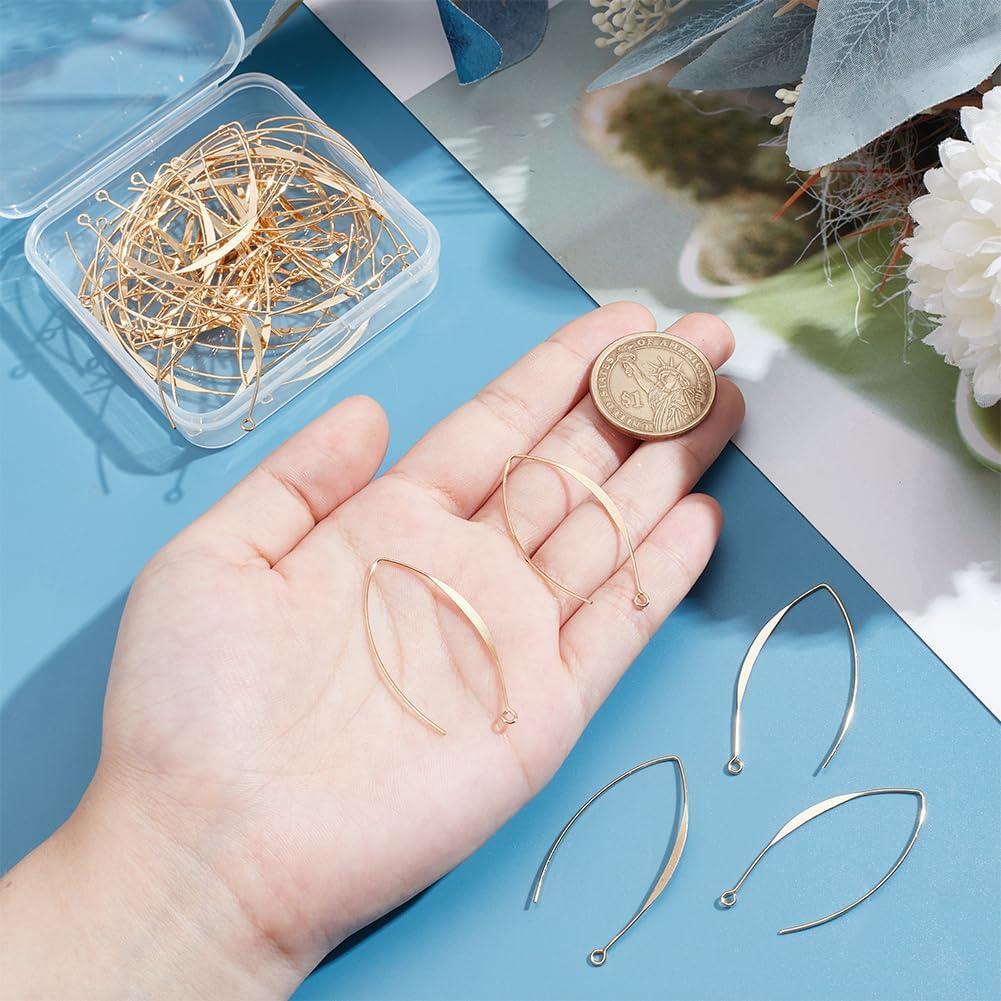 UNICRAFTALE 50Pcs Real 18K Gold Plated Earring Hooks V-Shape Ear Wires Metal Earring Hooks with Horizontal Loop Metal Ear Wires Drop Earring Hooks Finding for Jewelry Making DIY Earring Findings - Image 2