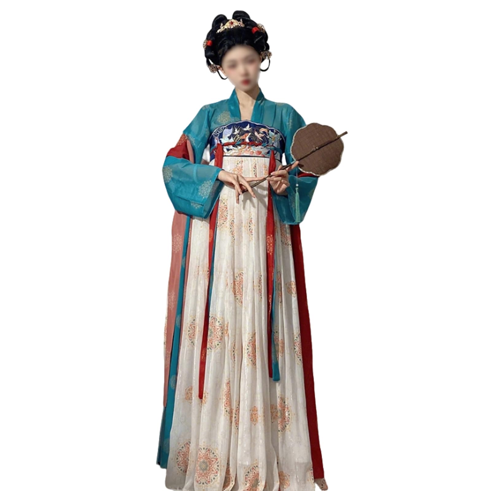 Hanfu style Tang femme en mousseline brodée robe traditionnelle chinoise XL
