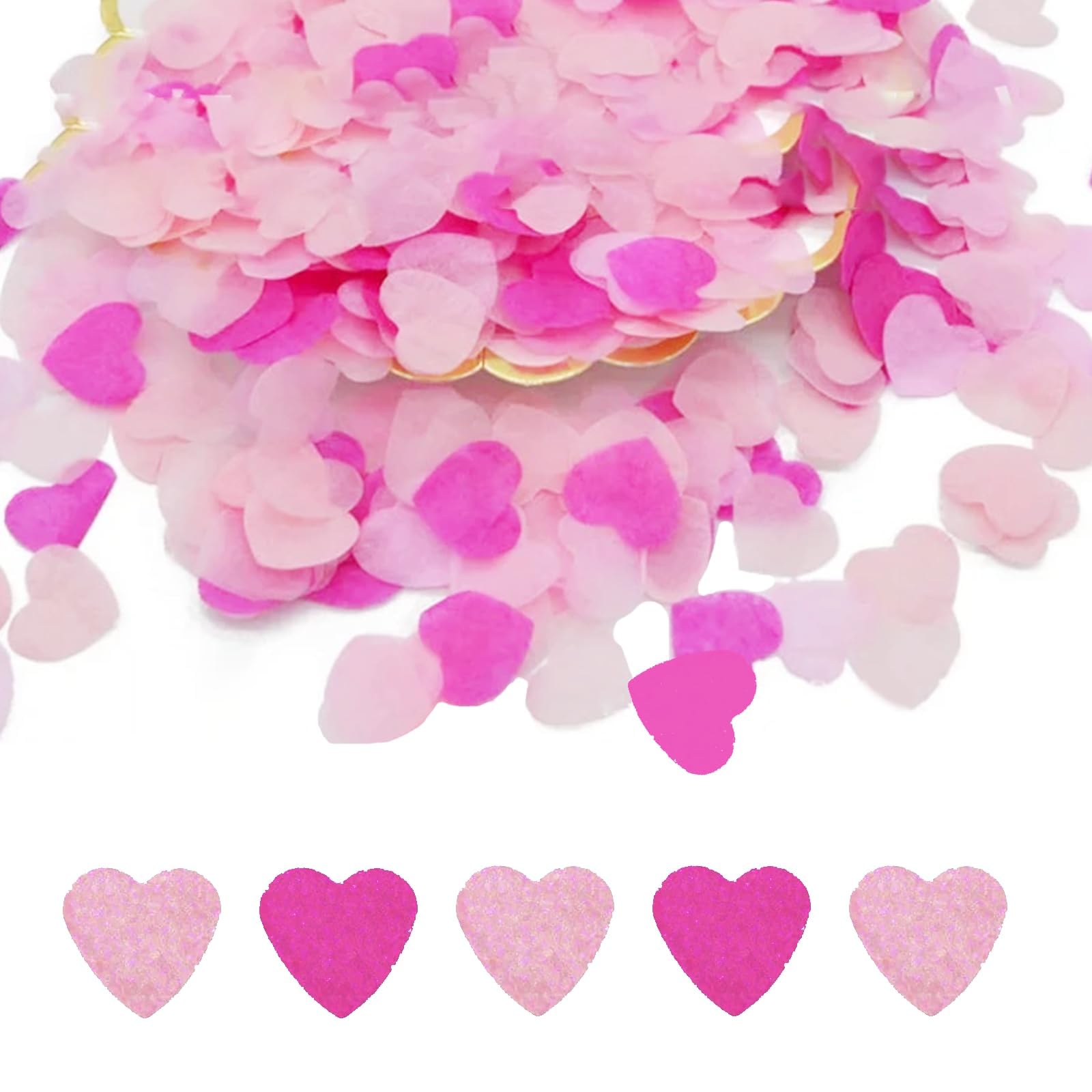 10000 Pieces Heart Shaped Biodegradable Confetti, 100g Pink Confetti, 2.5cm Wedding Confetti Recyclable, Environmental Friendly Rose Confettis For Weddings, Birthday Decoration, Anniversary