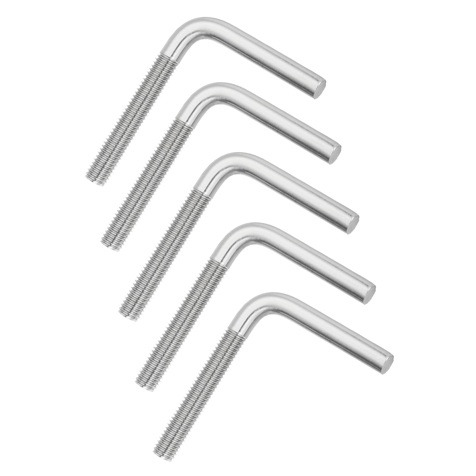 sourcing map M10x80mm 7/L-Shaped Right Angle Bolt Screw, 304 Stainless Steel L Shape Foundation Bolt Long Square Bend Screw, 5 Pcs