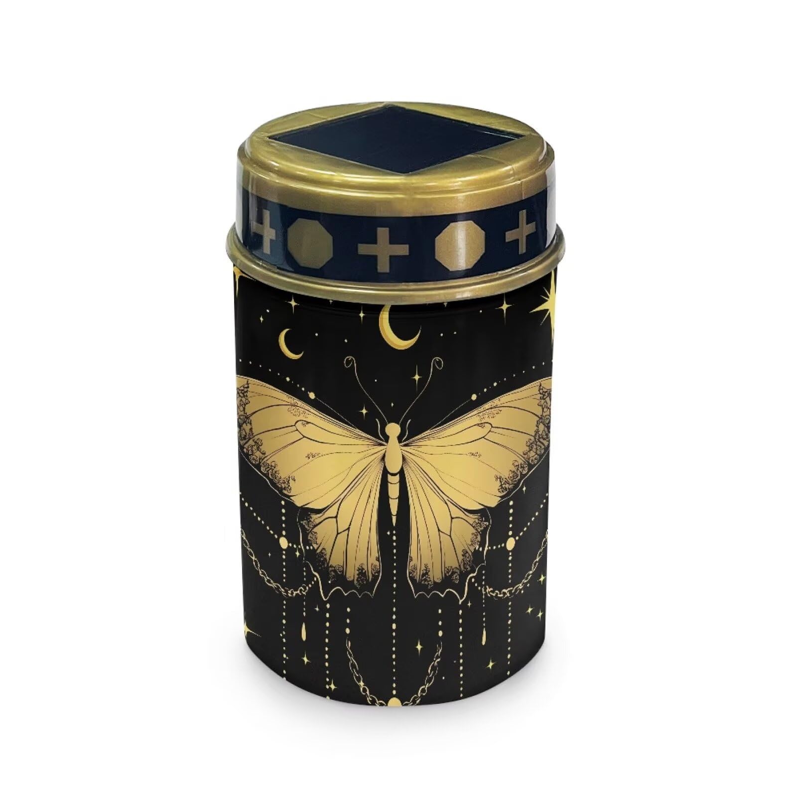 HUGS IDEA Gold Moth Solar Cemetery Lights Waterproof Grave Decorations for Cemetery Solar Illumination for Gardens, Pathways & All Saints Day Lumiere Solaire Pour Tombeau