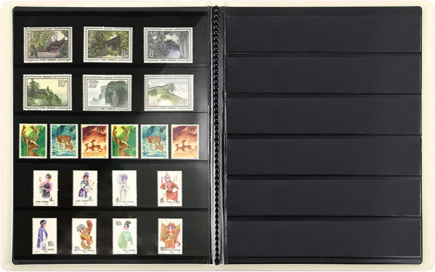 Stamp Albums Stockbook for Collectors, 5 Rows and 6 Rows Pockets, 10 Sheet Black