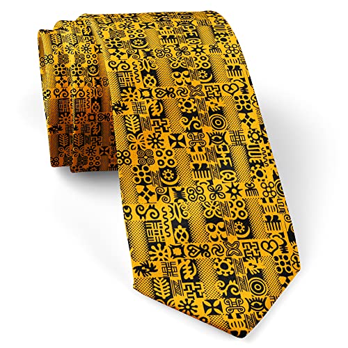 ( African Adinkra Black White ) Fashion Novelty Necktie, Conversation Neckwear Ties Great for Party and Events