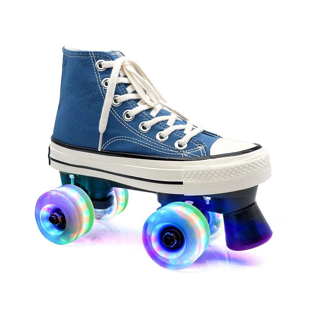 Buy Roller Skates Adult Doublerow Canvas Pulley Double Flash Roller Skates Fourwheel