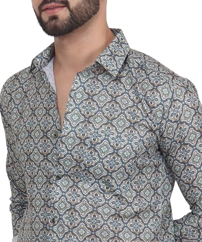 Image of TB Trybuy.in Retro Full Sleeve Casual Linen Printed Shirt for Men