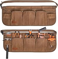 Vista 6 de Delantal de cintura para herramientas, cinturón de herramientas de lona encerada resistente, cinturón de herramientas de cintura con 10 bolsillos