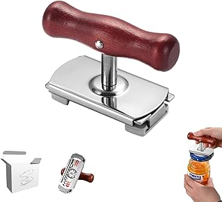 [Verbessertes Modell] Extra dicker manueller Flaschenöffner aus Edelstahl – Verstellbarer Schraubglasöffner mit Massivholzgriff und rutschfestem Silikongriff – Entwickelt für Senioren (Dosenöffner x1)