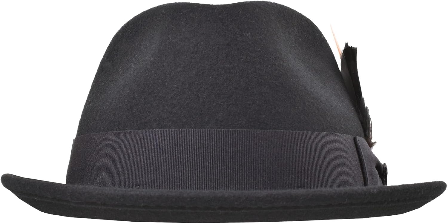 Bigalli Roma Stingy Trilby Hat Wool Felt Fedora for Men Crushable Teardrop Matching Grosgrain Ribbon