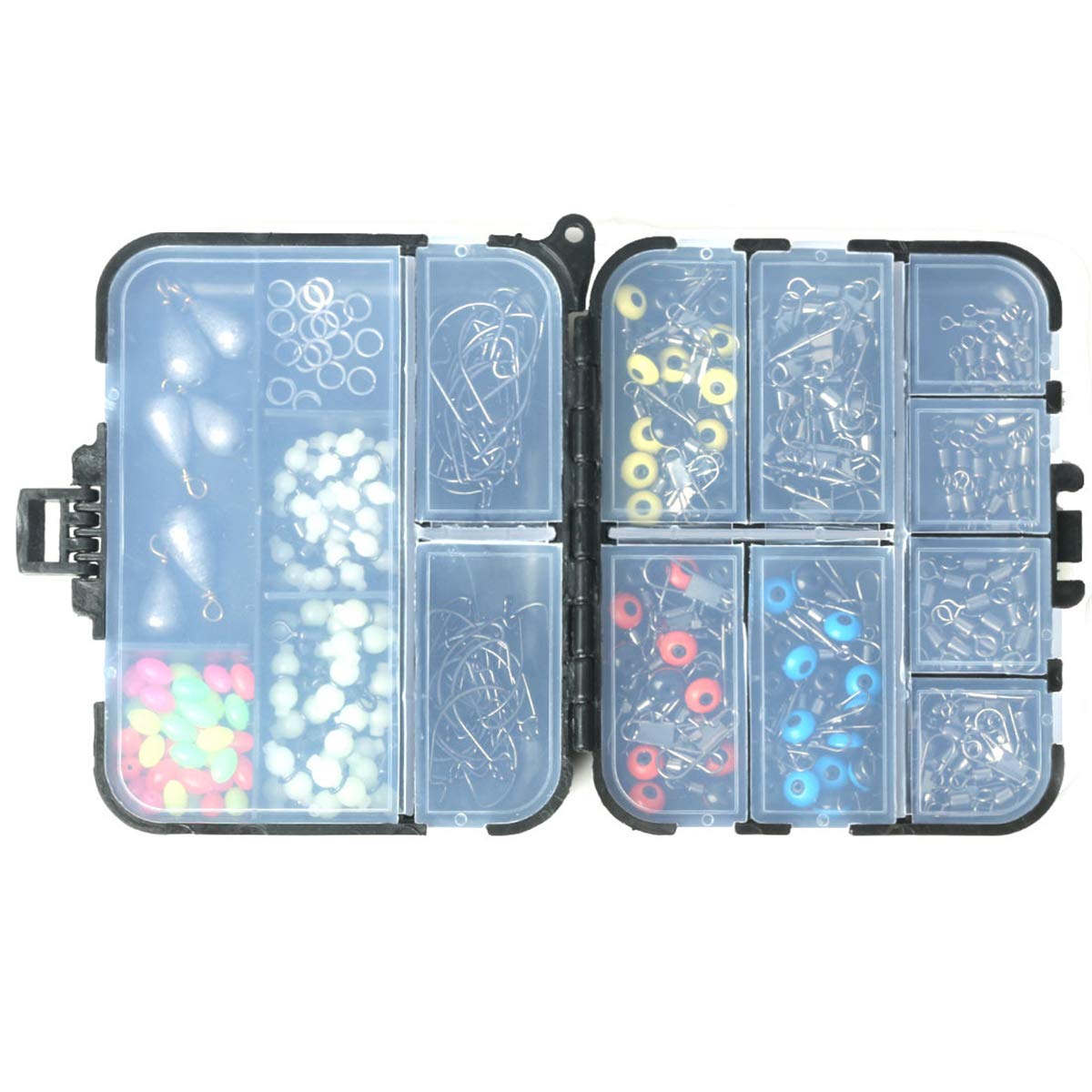 Lot de 251 accessoires de pêche avec perles et crochet pivotant