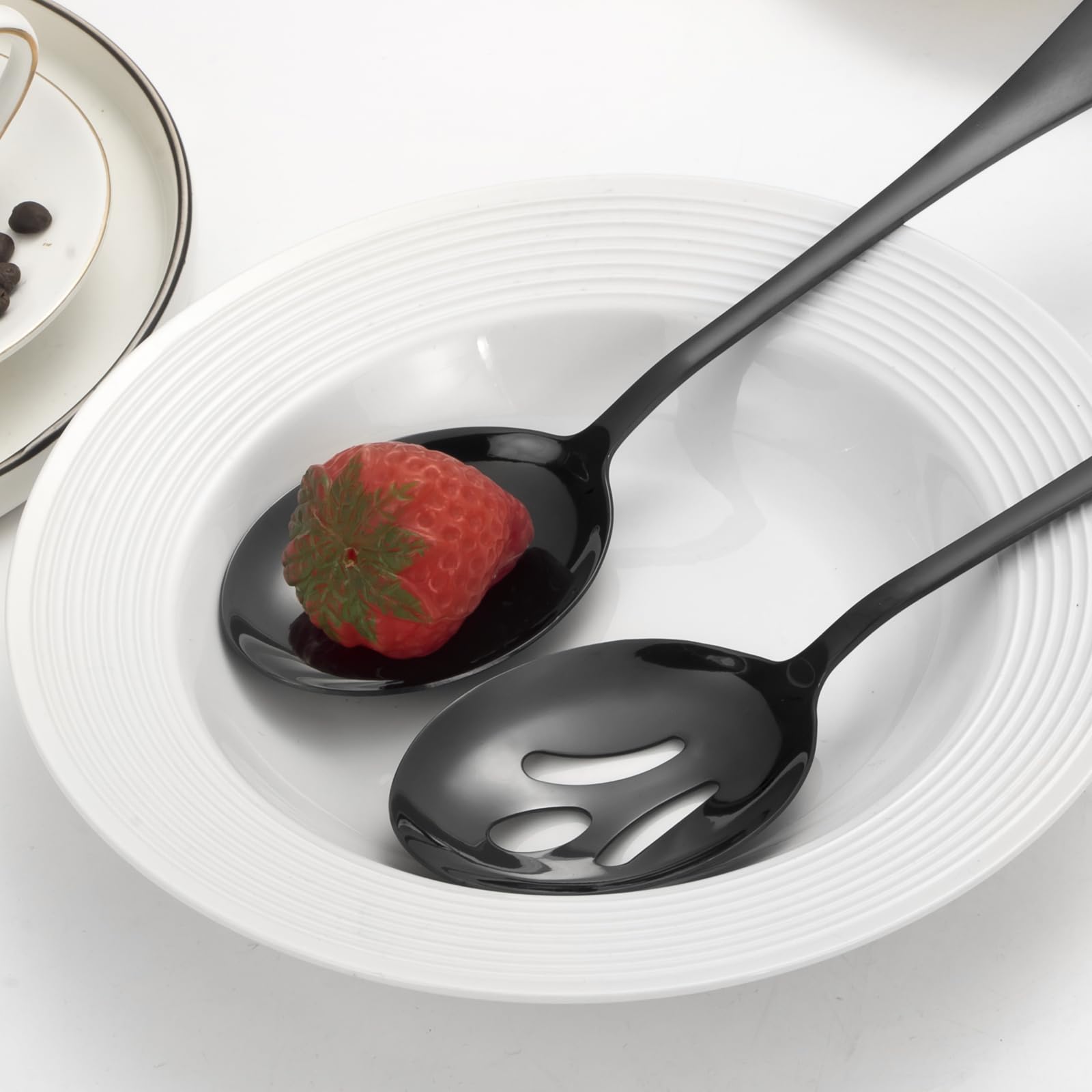 Utensilios grandes para servir, juego de 12 piezas de acero inoxidable con cucharas de servir, tenedor, pinzas para servir, juego de utensilios de servir pulidos para fiestas de bufé en casa, apto