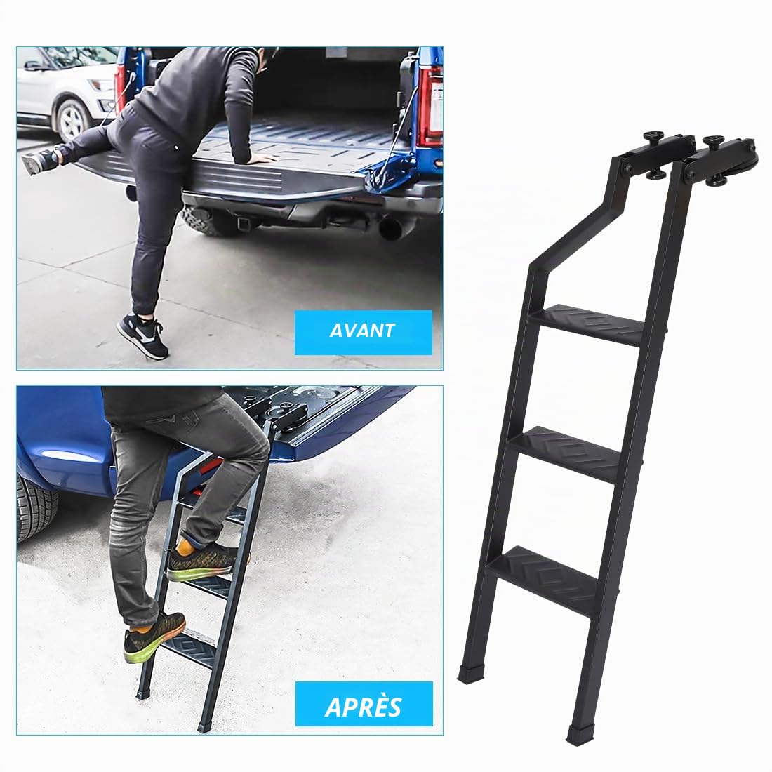 Échelle Pliante à 360° pour Ford Ranger Toyota Hilux VW Amarok Mitsubishi L200 Triton Nissan NAVARA Isuzu D-Max 2010-2022 Échelle de hayon avec Plusieurs Positions