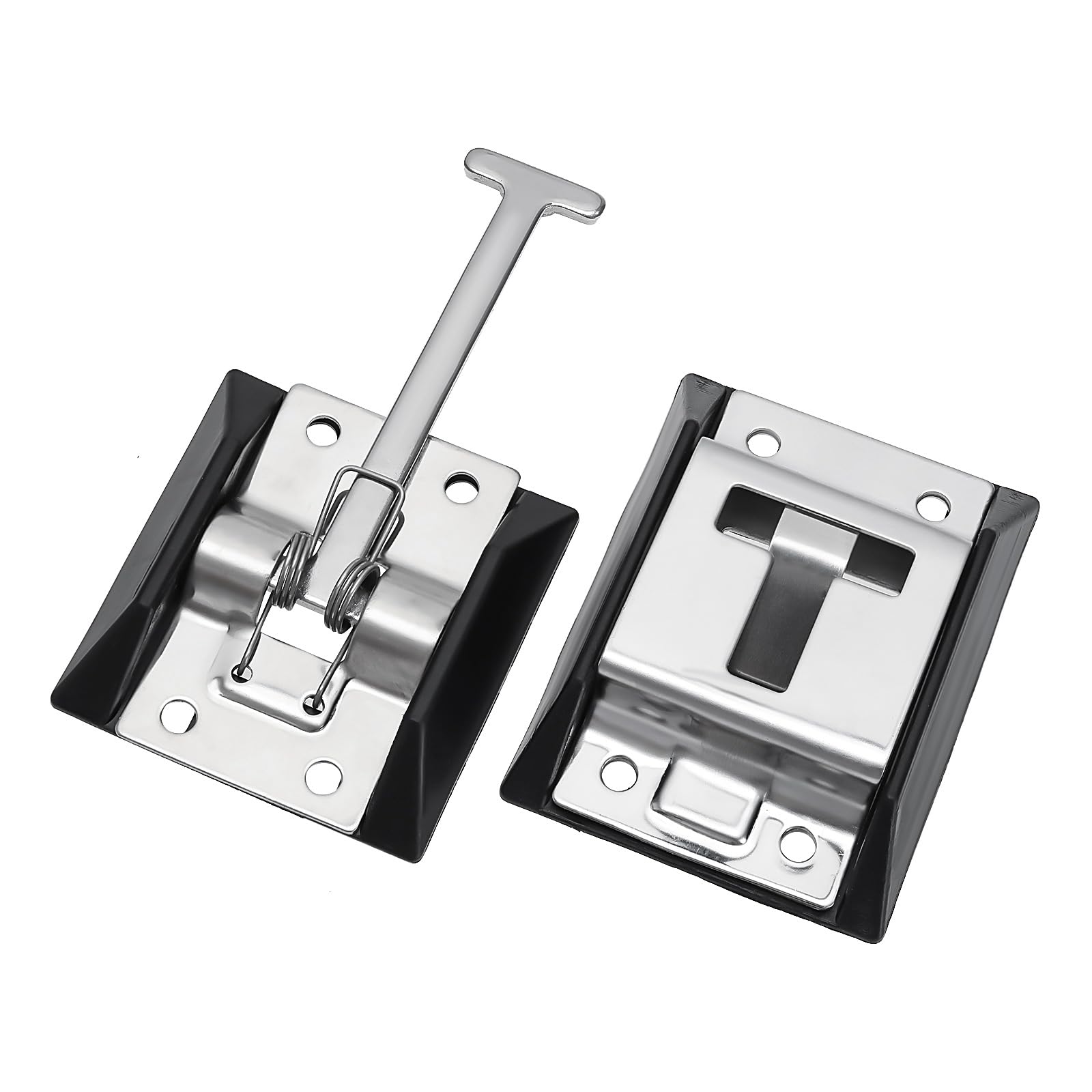 The Lord of the Tools 1 Pair T Style Entrance Door Latch 304 Stainless Steel Entry Door Latch Door Holder with Retaining Part for RV Trailer Camper