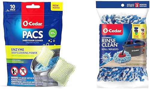 O-Cedar Paquete de limpieza de suelos con fregona y paquetes de limpieza (paquete de 1)