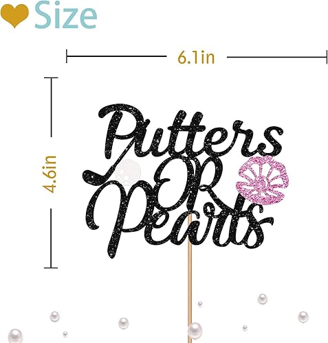 Miniatura 2 de Putters or Pearls - Decoración para tartas, letrero de golf, revelación de género, decoración de pastel de baby shower, decoración de suministros de