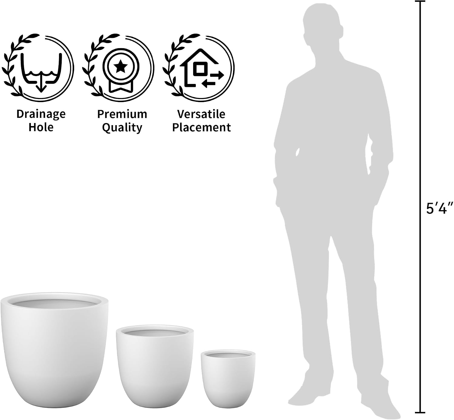 Kante Modern Home Minimalist 10" Dia White Concrete Bowl Planter image 4