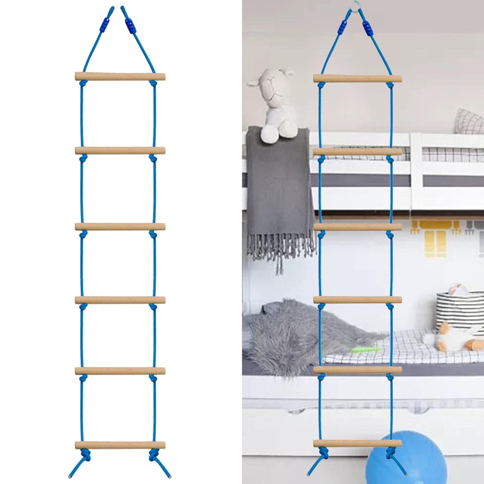 Escalera de Cuerda para Escalar Infantil con Seis Peldaños de Nylon Fuerte Accesorio de Columpio Juguete de Coordinación Motriz Cuerda de