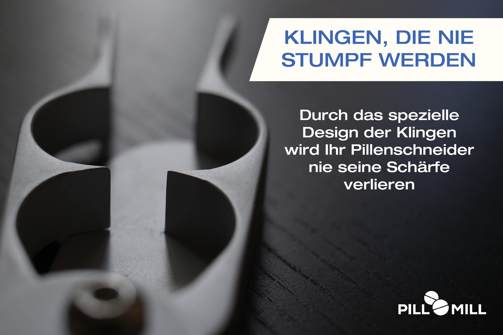 Tablettenteiler von Pill Mill - Metallklingen, die nie stumpf werden - Griff hilft, kleine oder große Pillen leicht zu schneiden -Leichte Tablettenschneider - Perfekter Pillenschneider für unterwegs