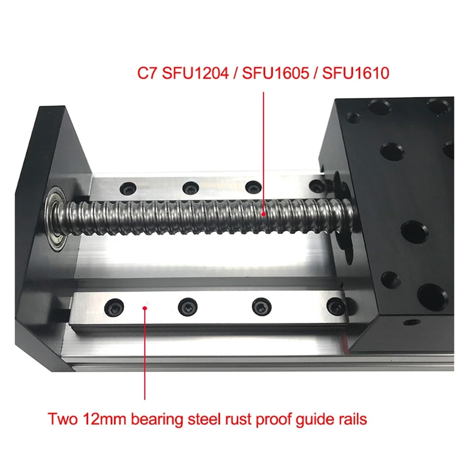 Écrou à billes en métal SXG1204 Course de l'étage coulissant 50-200 mm SFU1204 Vis à billes MGR12 Rail de guidage Table de mouvement for moteur pas à pas Nema23(Effective Stroke 200)