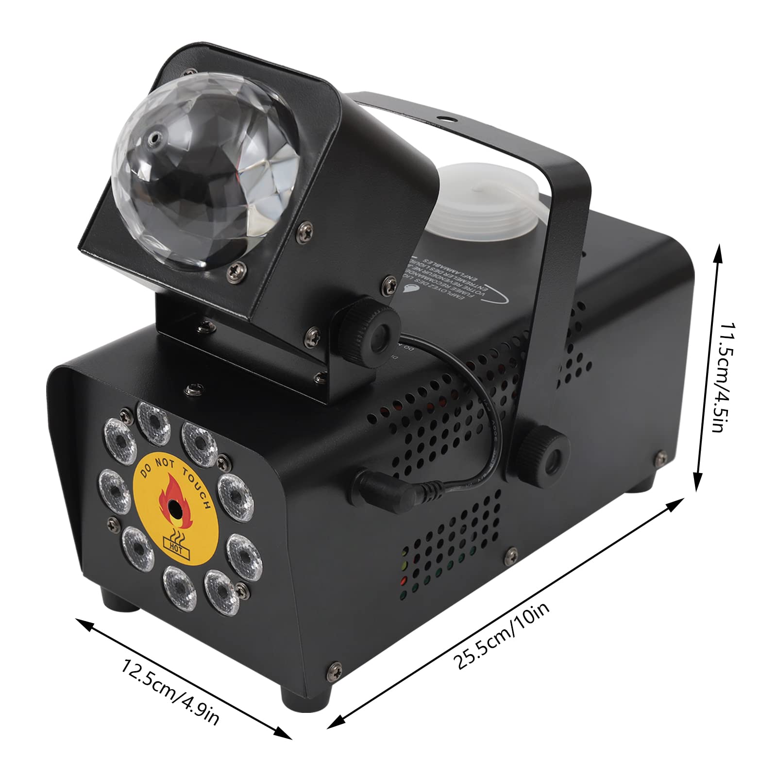 Máquina de niebla de 500 W con bola de discoteca, 12 colores / 9 LED efecto luz ahumada, mini luz de discoteca, luz de fiesta con mando a distancia inalámbrico para DJ, discoteca, fiesta, Halloween,